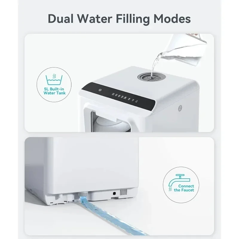 Portable Countertop Dishwasher Built-in 5L Water Tank No Connection Required 6 Wash Programs Extra Air Drying Function