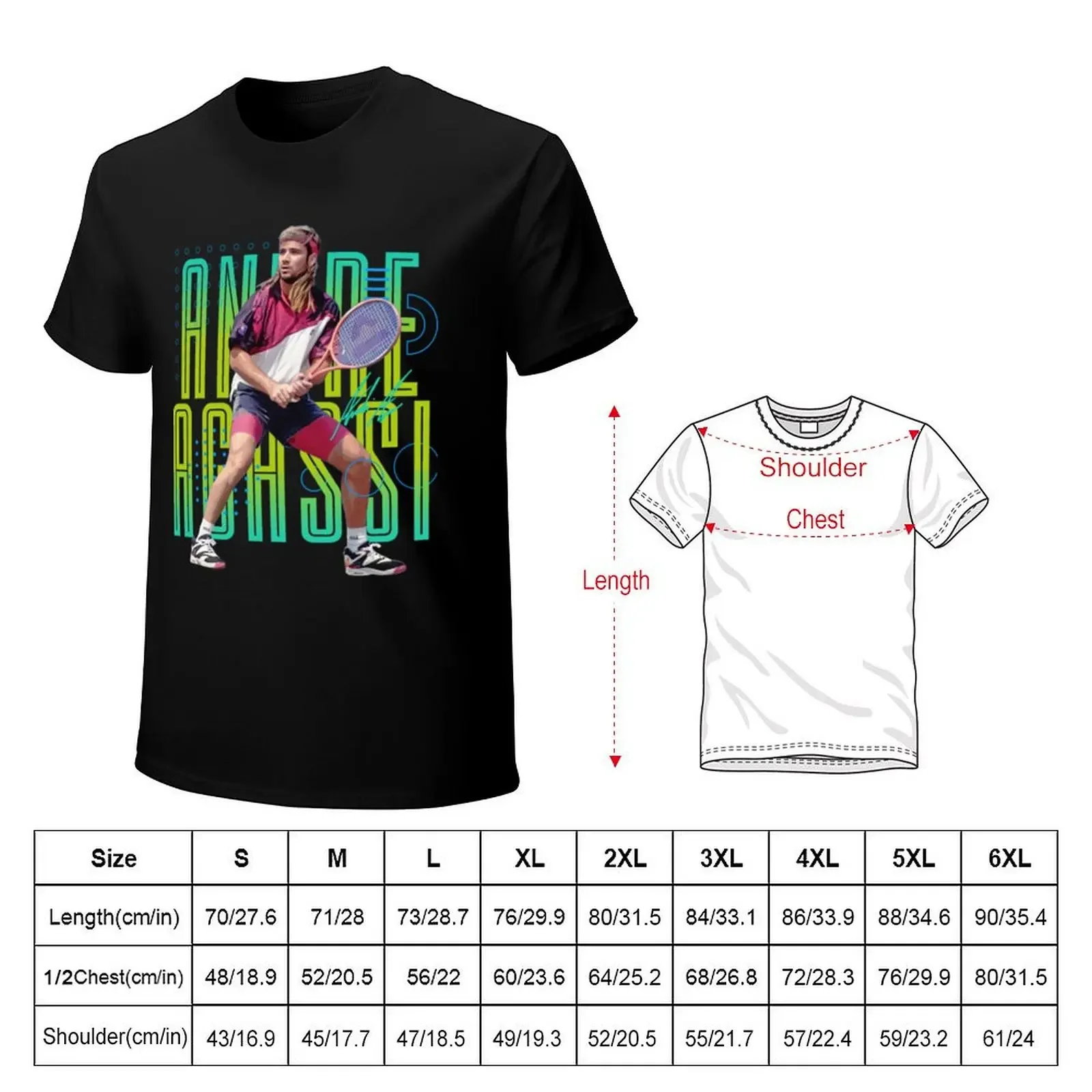 Andre Agassi 90's T-shirt new edition customizeds customs design your own black t-shirts for men