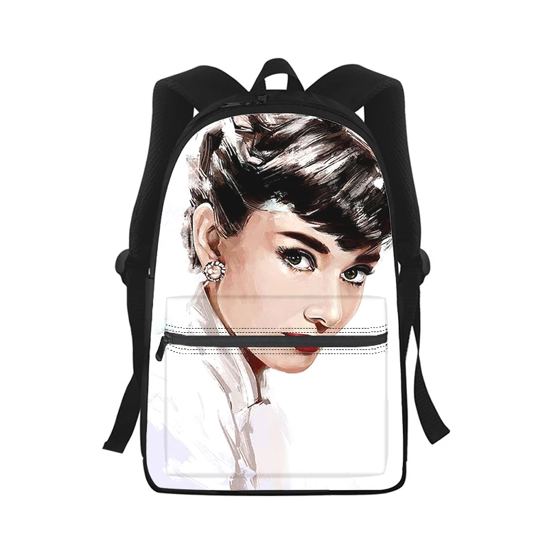 Audrey Hepburn Men Women Backpack 3D Print Fashion Student School Bag Laptop Backpack Kids Travel Shoulder Bag