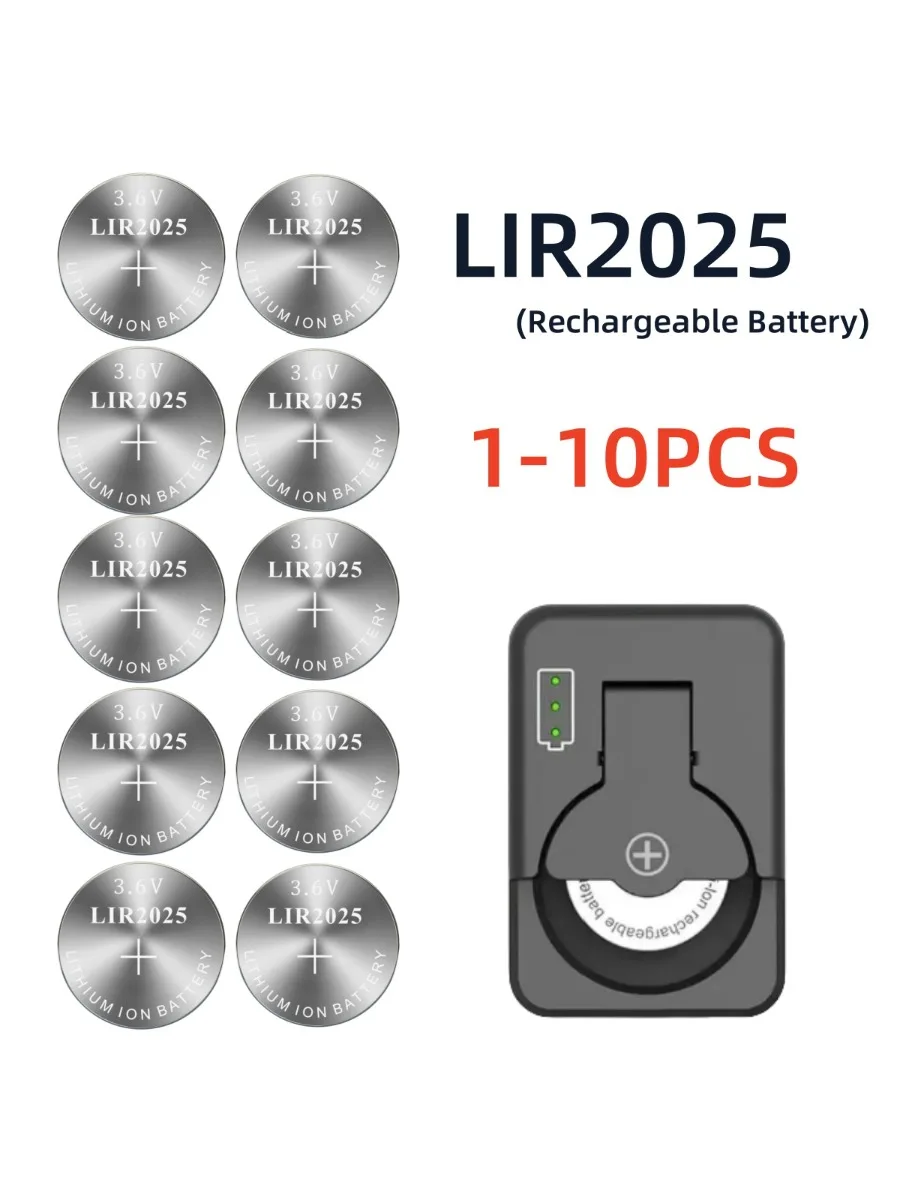 1-10 SZTUK LIR2025 LIR 2025 3,6 V Akumulator litowy do zdalnego sterowania skali kluczyków samochodowych CR2025 ML2025 Przycisk ogniwa monety — zdjęcie produktu 6