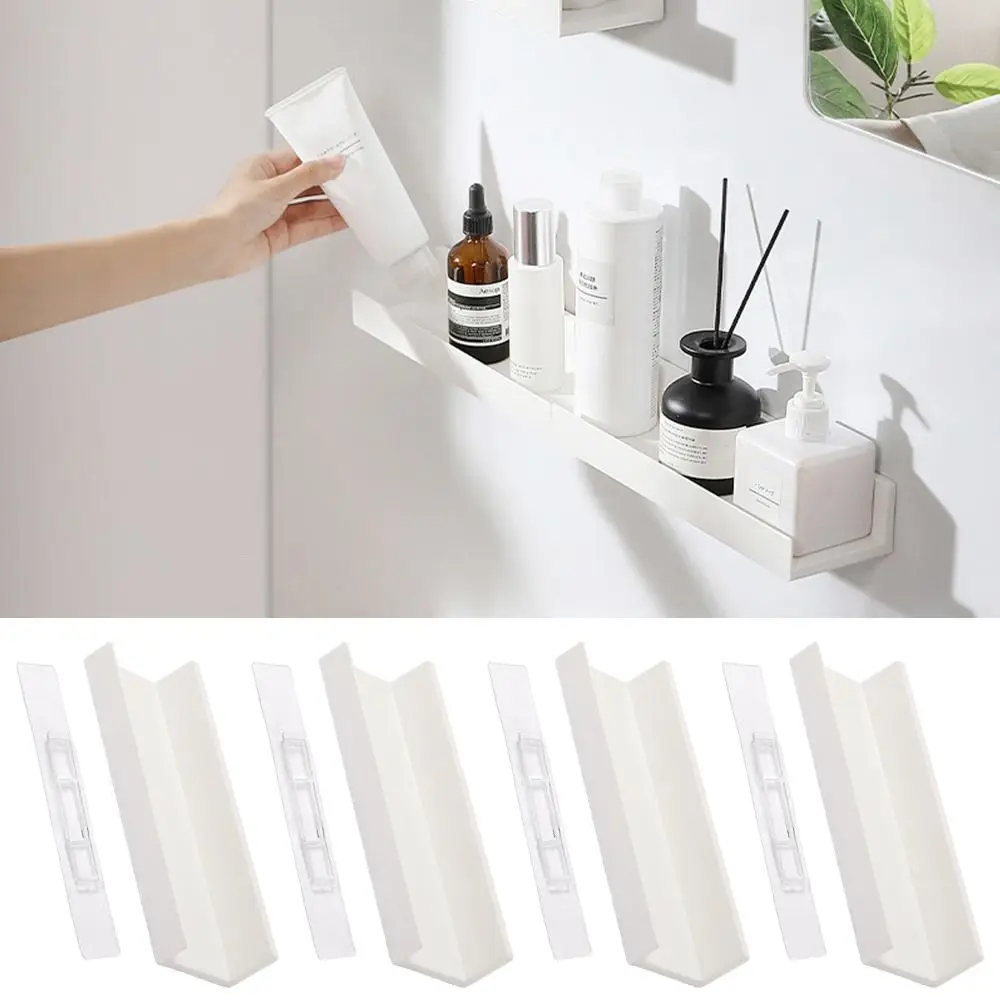 Fashion Multifunction Wall Mounted Storage Rack Portable Self Adhesive No-drill Kitchen Bathroom Organizer Shelves Cosmetics