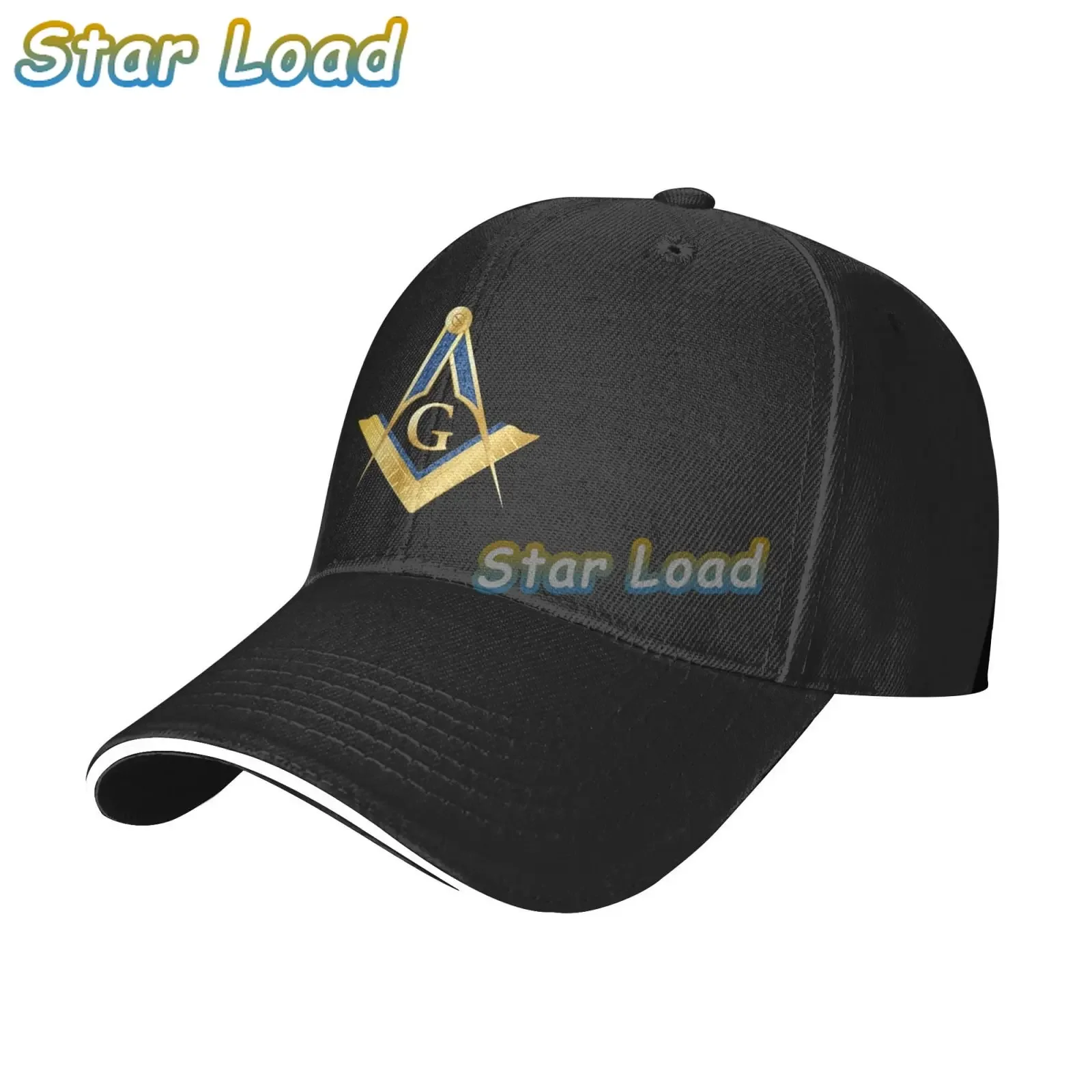 2022 Punk Gold Square Compass Masonic Freemason Baseball Cap Freemason Illuminati Trendy Streetwear Sandwich Cap for Unisex