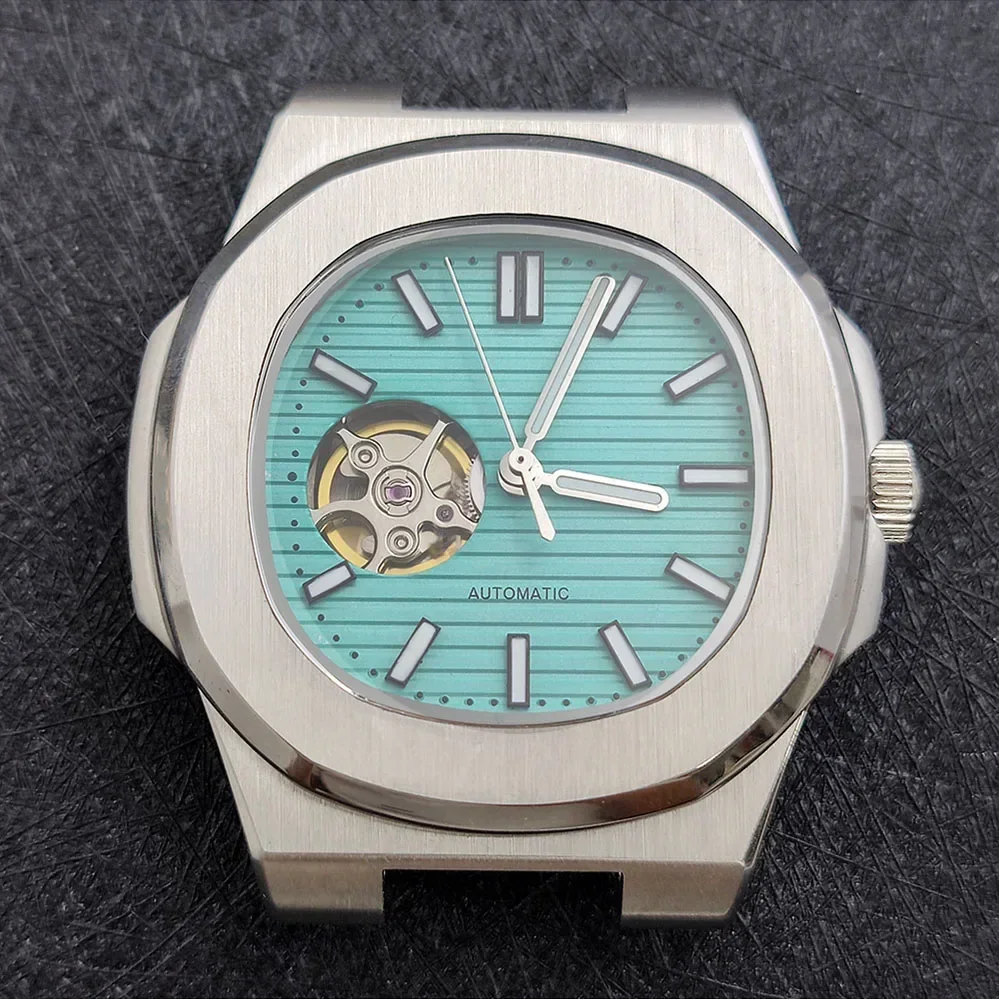NH38 Case Hollow Dial Hands Stainless Steel Watch Case Bracelet Strap Watch Parts for Nautilus NH38 Automatic Movement Replace