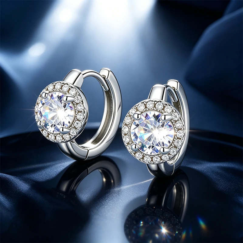 Lab Moissanite Earrings100% Real GRA Certificate S925 Silver VVS D For Man Women Wedding Anniversary Engagement Party Fashion