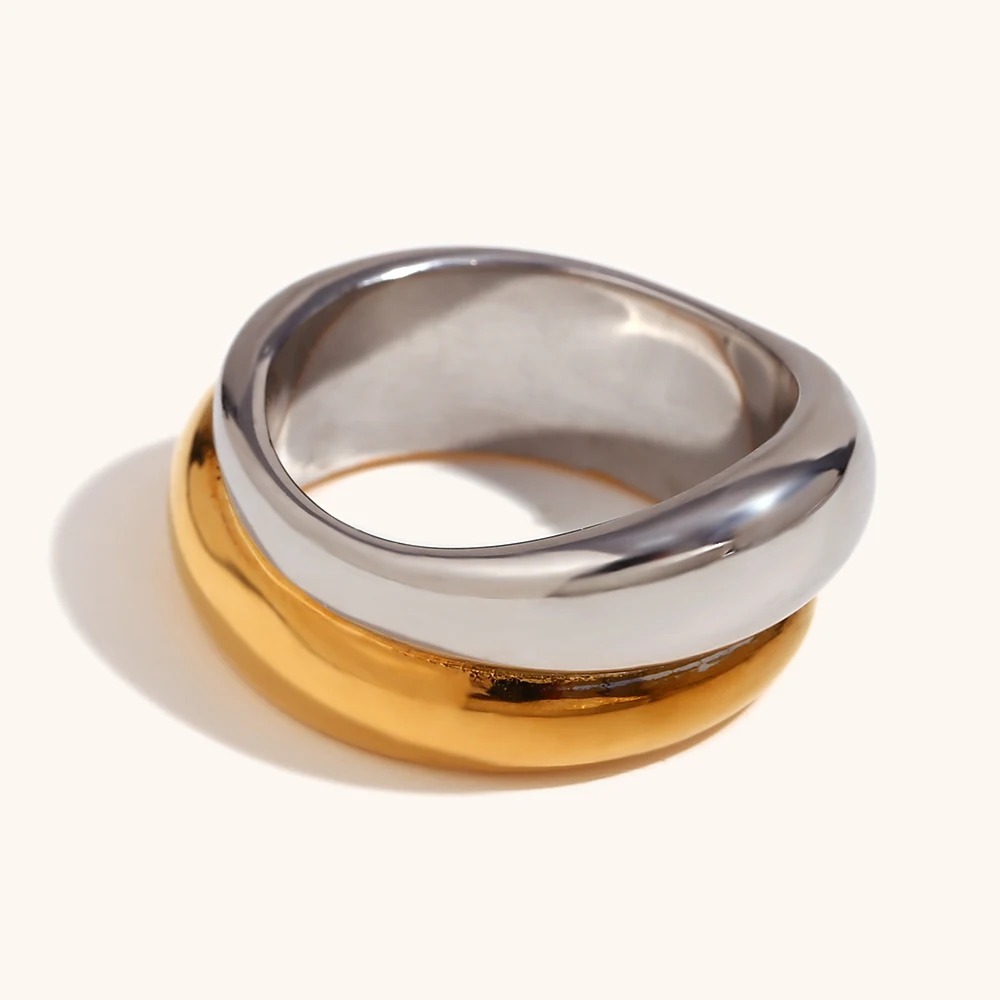 La.Muses Minimalist Stainless Steel INS Ring High Quality Waterproof Charm Metal Gold Silver Color Fashion Finger Jewelry