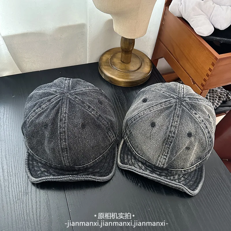 New Washed Denim Short-brimmed Peaked Hat Spring and Summer Outdoor Street Versatile Soft-brimmed Sunshade Baseball Cap for Men