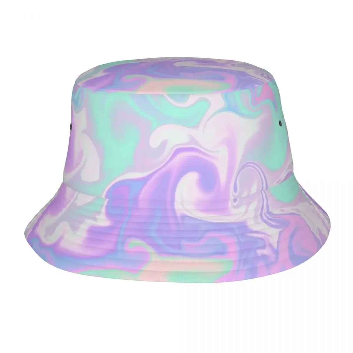 Fashion Holographic Pastel Tie Dye Pattern Bucket Hats For Men Women Printed Summer Beach Sun Fisherman Cap