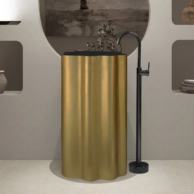 

Wabi Sand Cream Wind Personalized Washbasin Integrated Floor-to-ceiling Washbasin Simple Art Cloud Pillar Basin