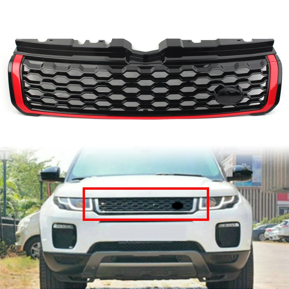 

Car Front Grille Upper Grill For Land Rover Range Rover Evoque 2010 2011 2012 2013 2014 2015 2016 2017 2018 Black+Red