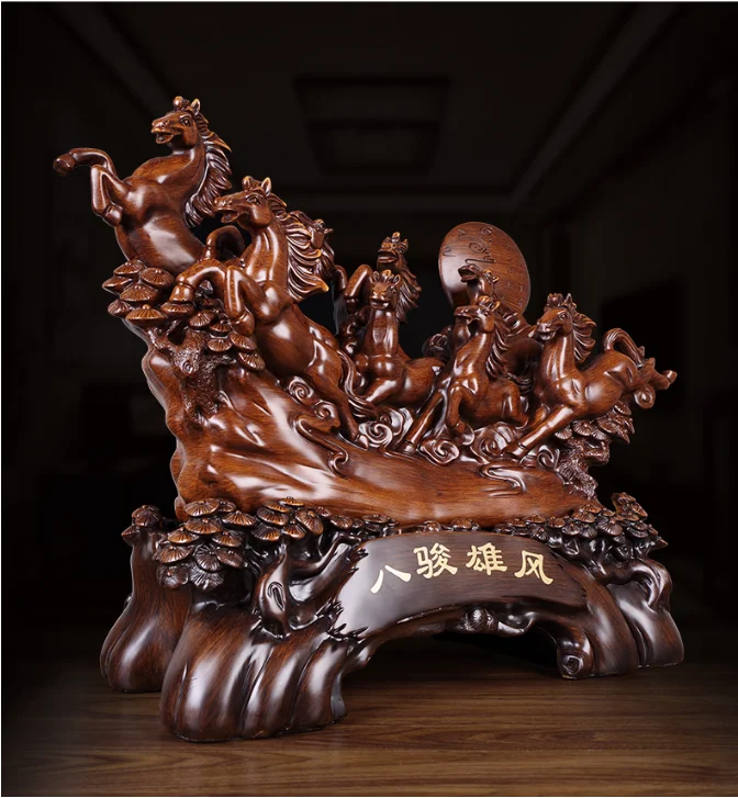 

Chinese Style Lucky Eight Horses Resin Auspicious Gifts Home Crafts Living Room Study Desk Ornaments Statue Housewarming Gifts