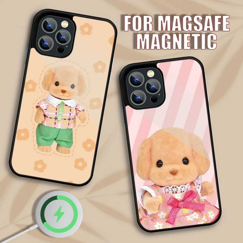 Cute S-Sylvanian Families dog Phone Case For iPhone 15 14 13 12 11 Pro Max Plus Magsafe Magnetic Wireless Charging Cover