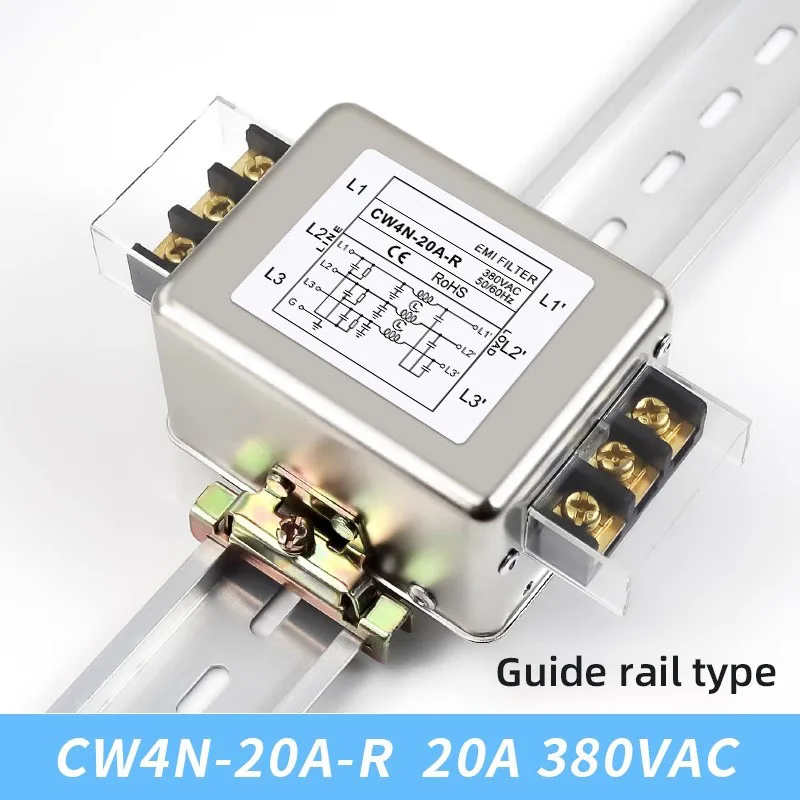 Alimentatore CA Terminale filtro EMI e binario di guida tipo CW4N-10/20/30A-R Purificatore di alimentazione trifase a 3 fili Anti-interferenza per audio