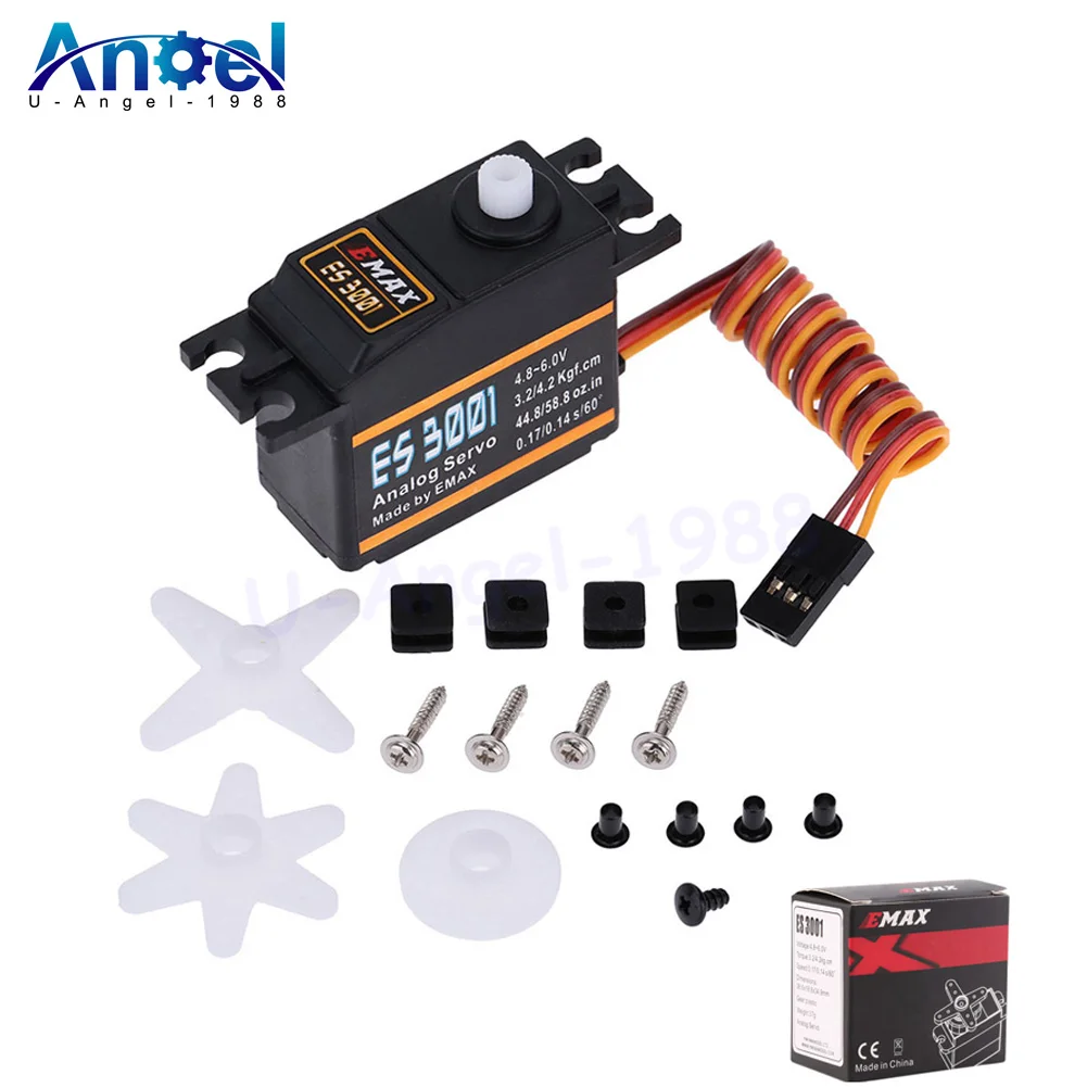

8 шт. EMAX ES3001 Стандартный сервопривод 43 г для радиоуправляемого вертолета, лодки, модели самолета (ES08A ES08MA ES08MD оптом)