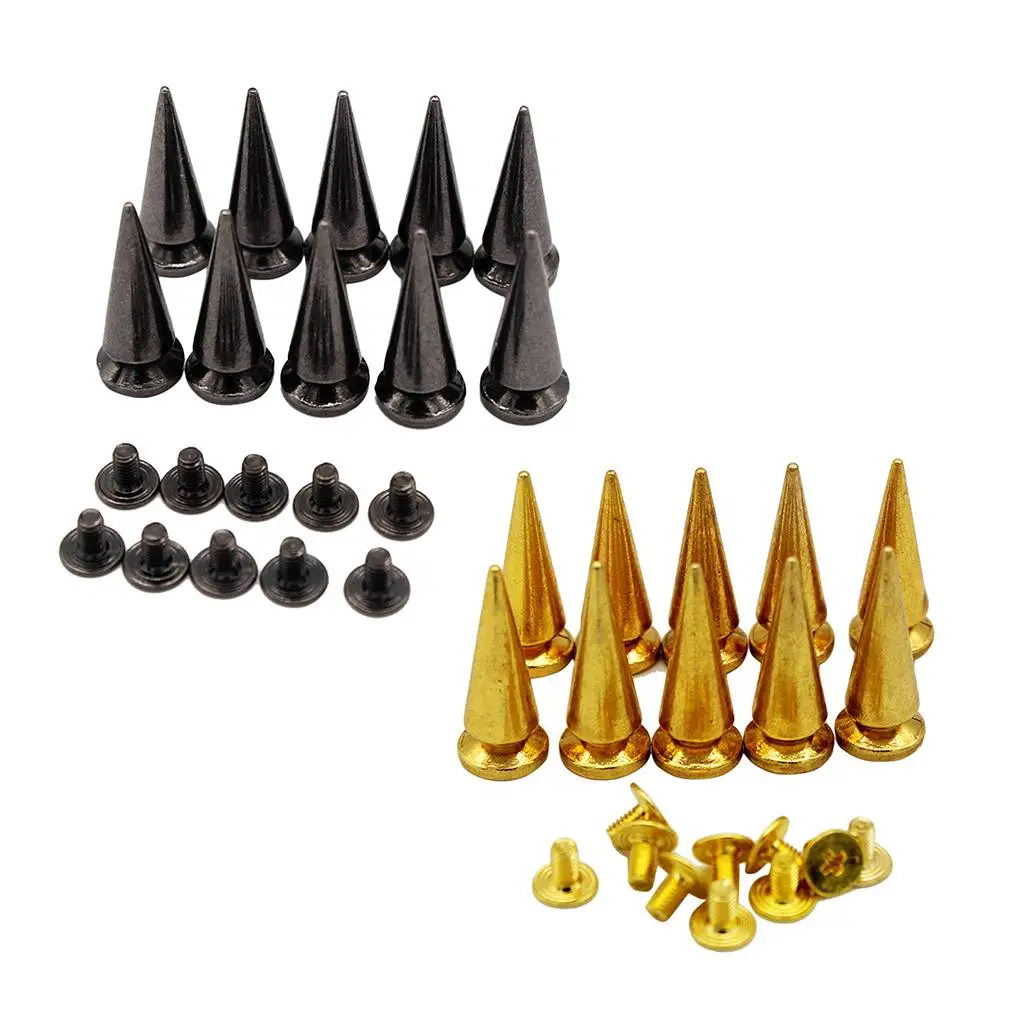 10 Sets Spikes Cone Studs Metal 25mm Spots Rivet Cone Screw Studs Leathercraft DIY Craft Rock Clothes Handcraft Accessories