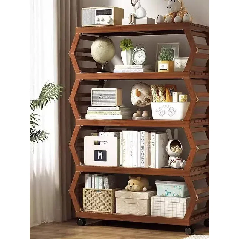 

simple storage rackIns tallation-free folding bookshelf, living room, bedroom floor-to-ceiling