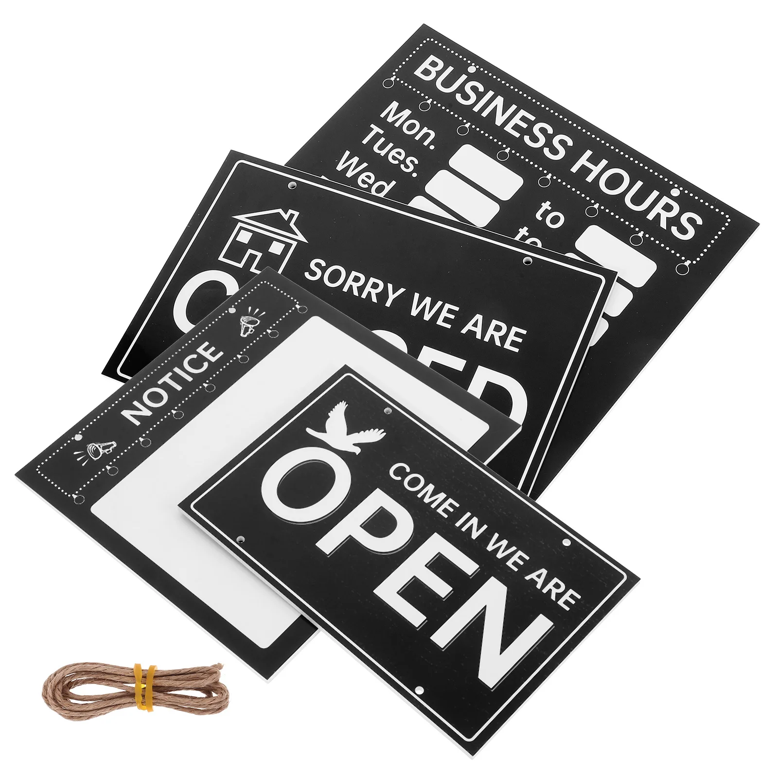 

1 Set Erasable Business Hours Door For Restaurants Cafes Retail Stores Changeable Notice With Hanging Rope Versatile Store Open