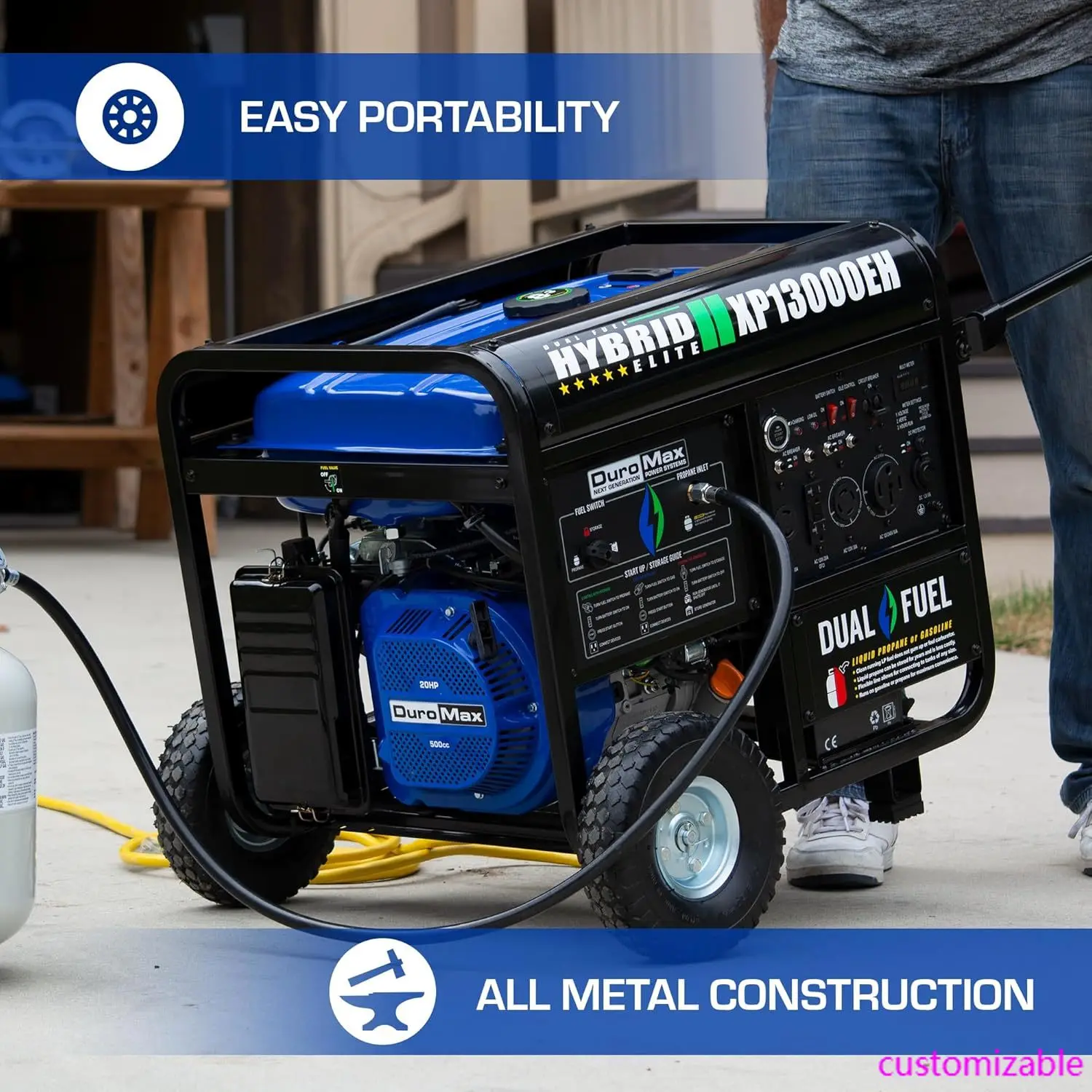 

XP13000EH 13,000-Watt Dual Fuel Portable Generator - Gas & Propane, Electric Start,Whole Home Backup Power,Transfer Switch Ready