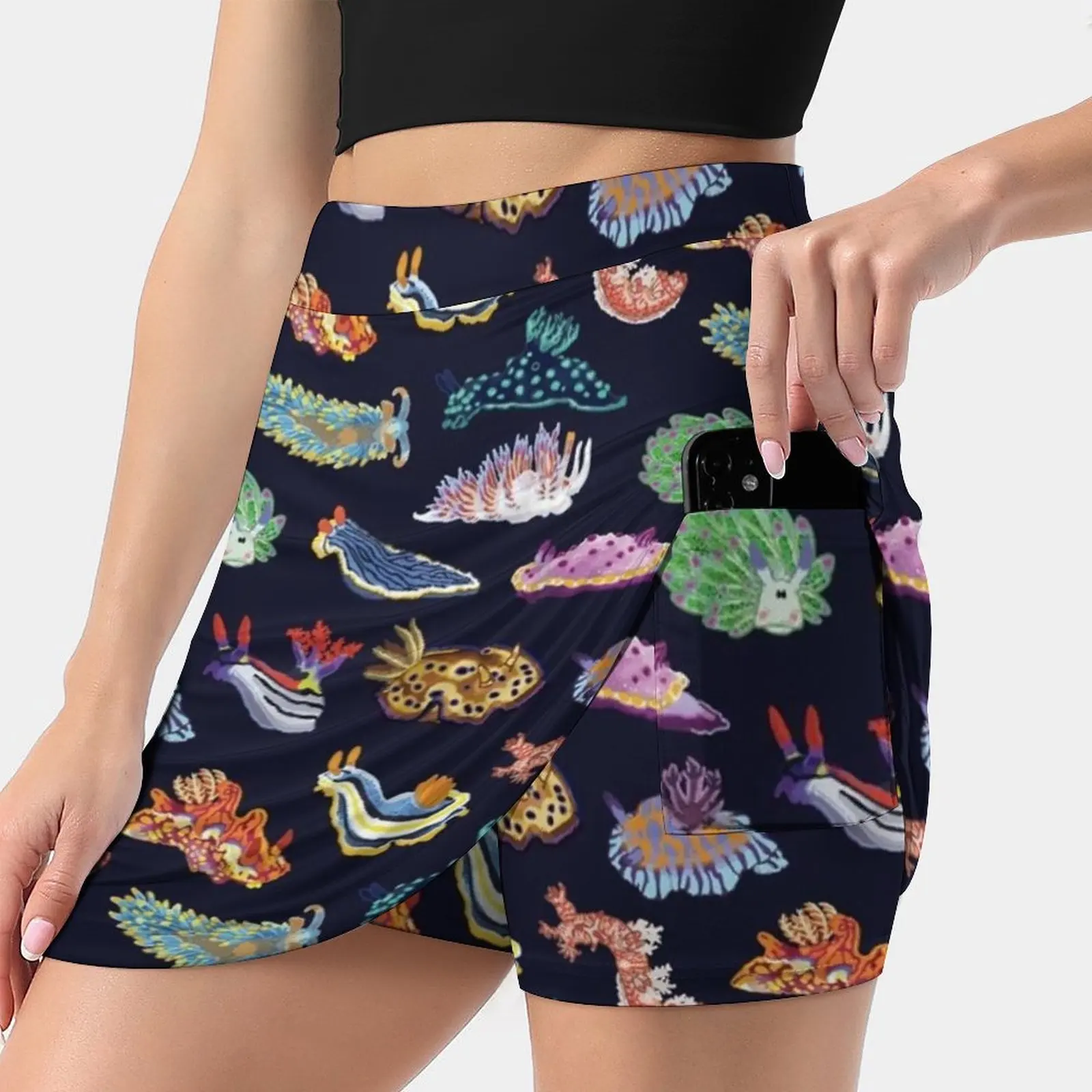 

Nudie Cuties Women's skirt Mini Skirts A Line Skirt With Hide Pocket Sea Slug Nudibranch Biology Marine Biology Colorful Rainbow