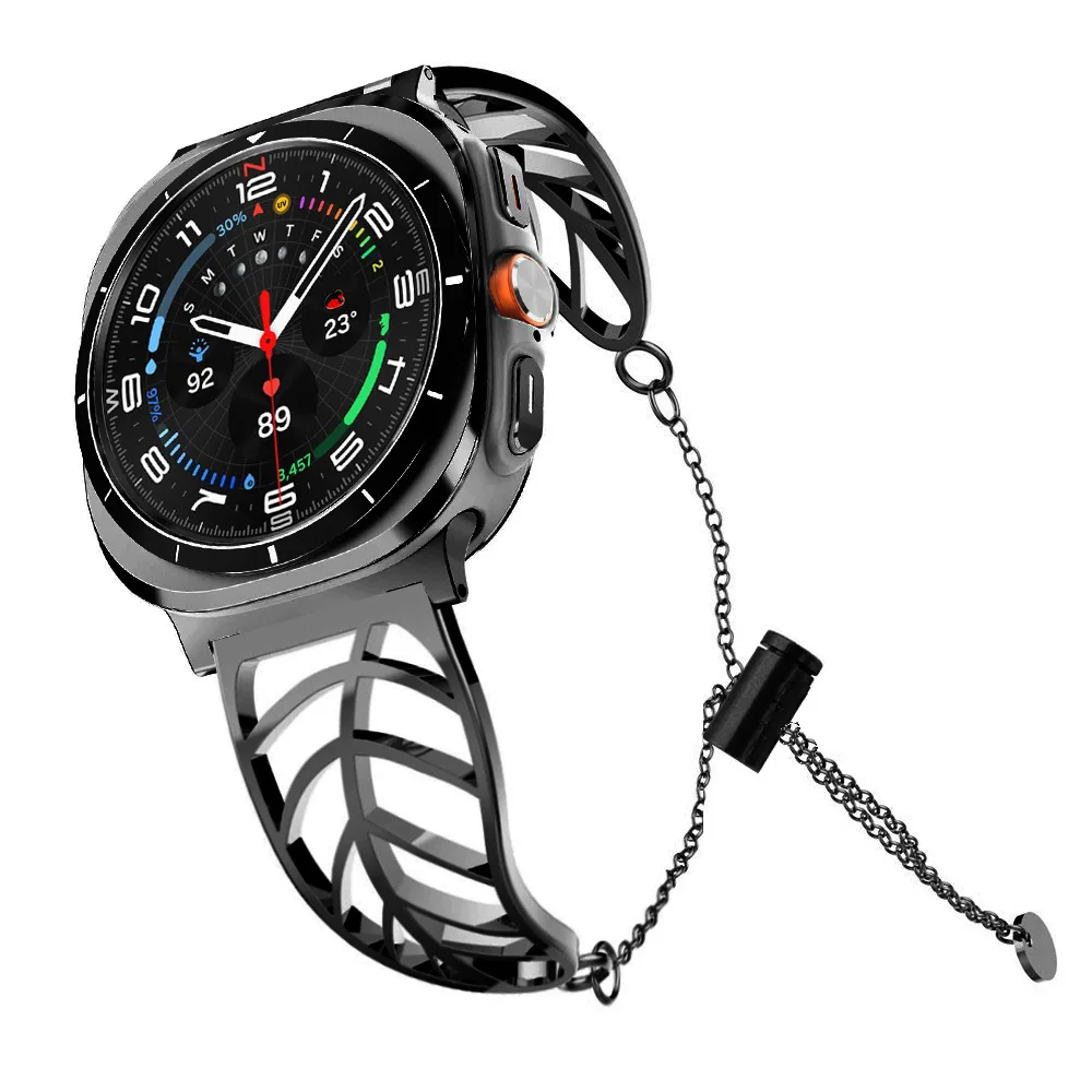 Edelstahlarmband für Samsung Galaxy Watch 8, blattförmiges Metallarmband, Kettentyp, Edelstahl-Damenarmband