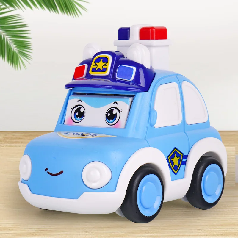 Coche pequeño para niños, prensa creativa, coche que cambia la cara, motor de bomberos de dibujos animados/ambulancia, excavadora de conducción de inercia, coche de juguete extraíble