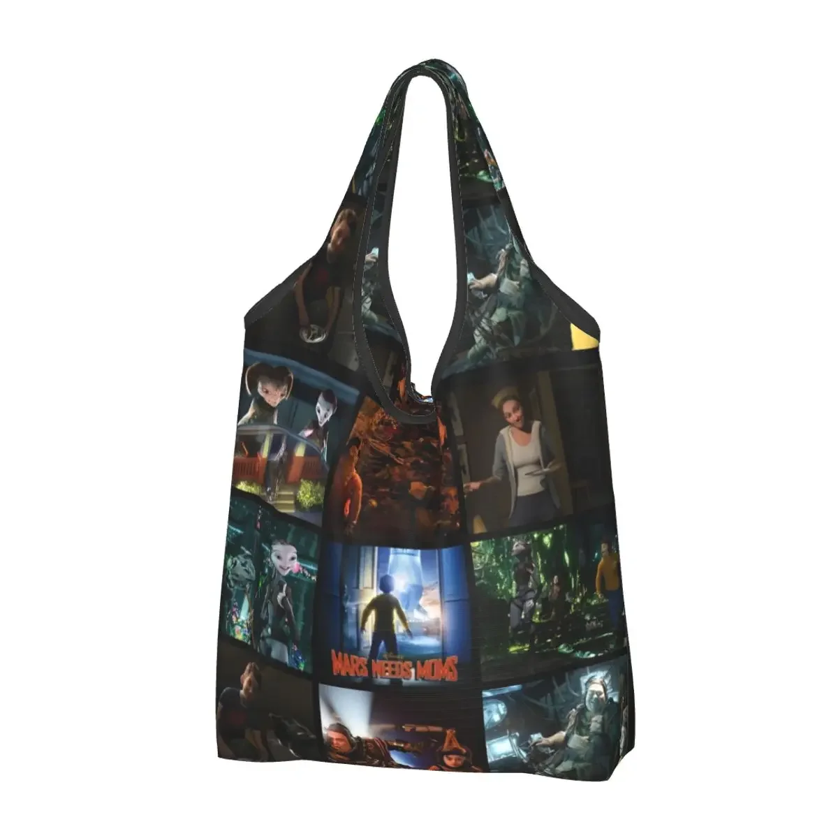 Custom Cute Printed Mars Needs Moms Animated Science Fiction Adventure Shopping Tote Bag Portable Shoulder Shopper Handbag