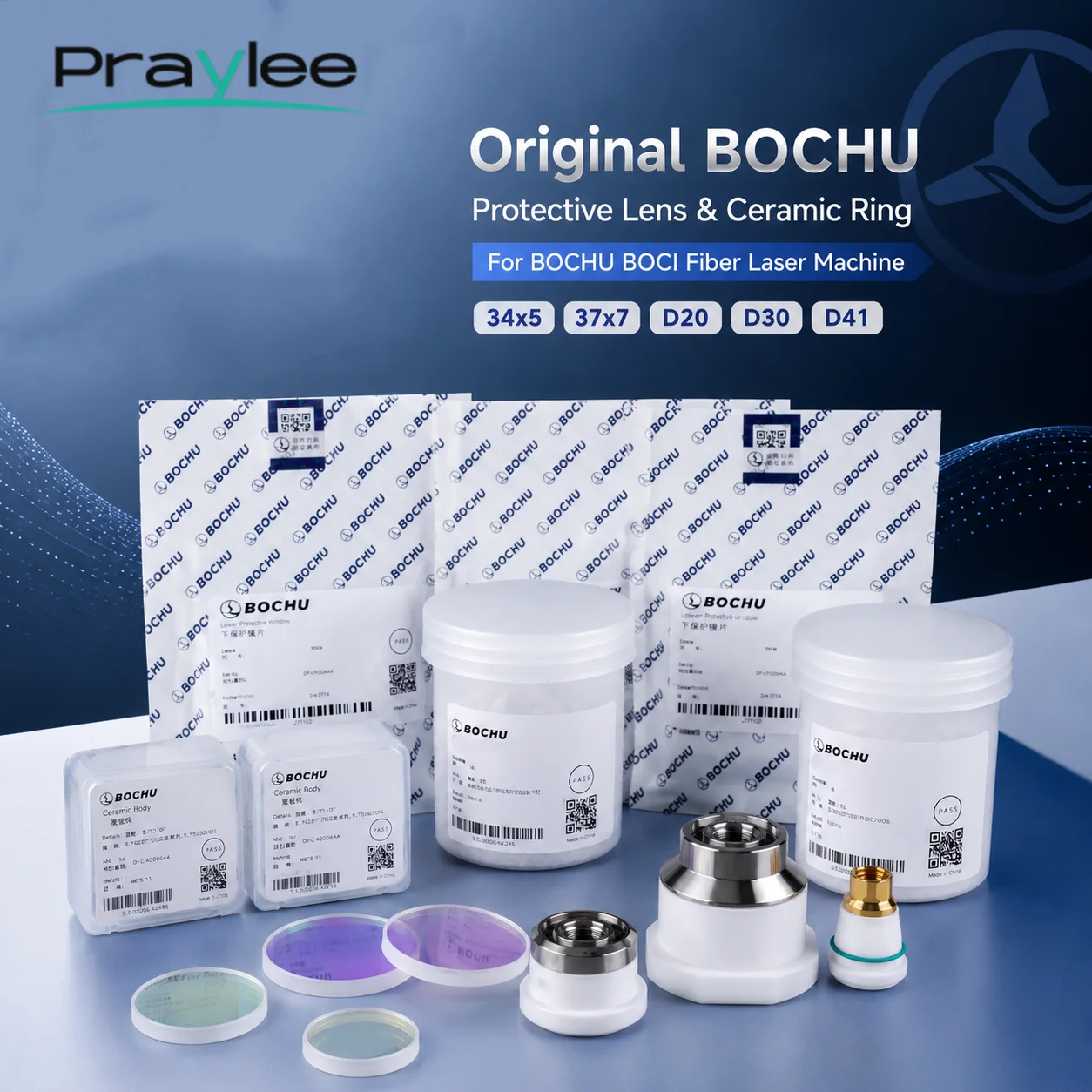 BOCHU BOCI Original Laser Protective Lens Ceramic Ring 34×5 37×7 D20 D30 D41 For Fiber Laser Cutting Head Replacement Parts
