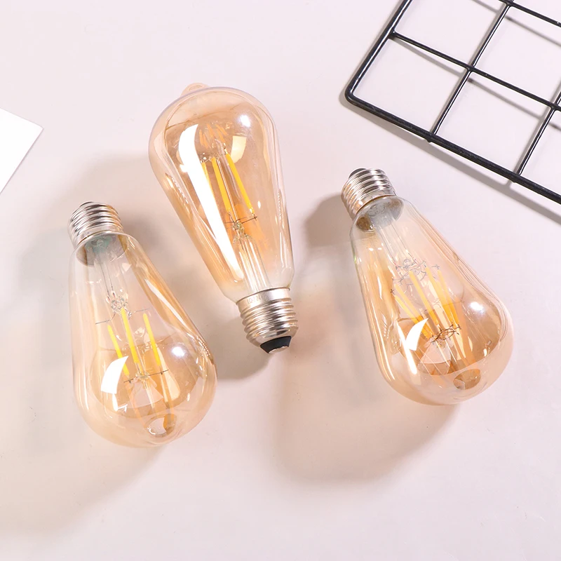 ST64 4W 6W 8W LED Filament Light Bulbs Vintage Gold Glass Appearance Art Lights Dimmable 2700K 360 Degree Energy Lamps