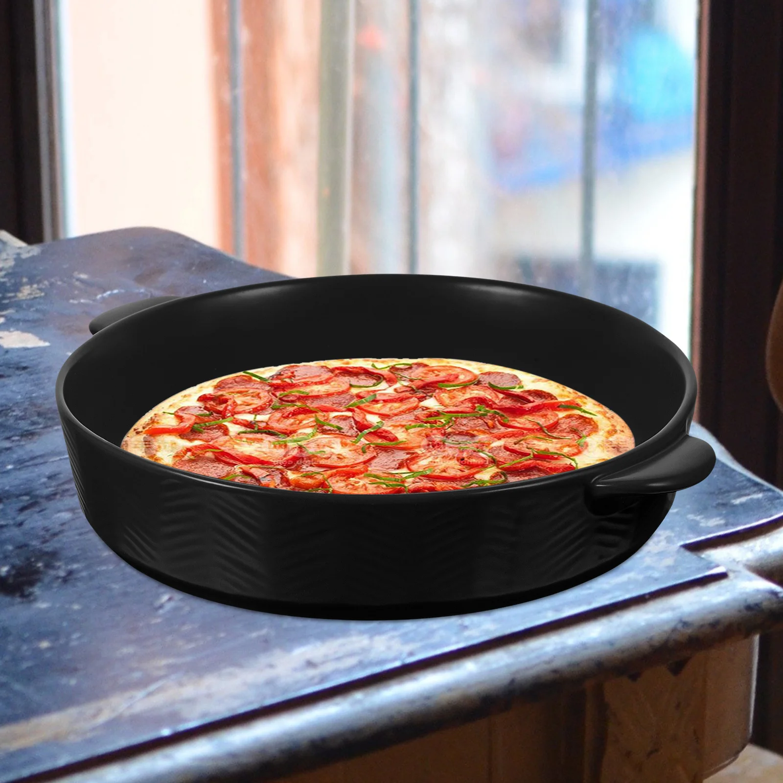 

Ceramic Baking Dish Round Nonstick Smooth Surface High Temperature Resistant Deep Pie Pan Bakeware Cheese Baking Tray