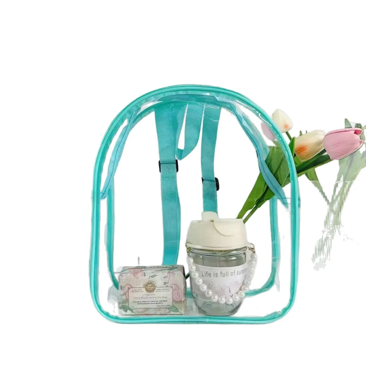 Clear Backpack Transparent PVC Bookbag Stadium Approved See Through Bag for School Concert Security Travel Backpack Unisex