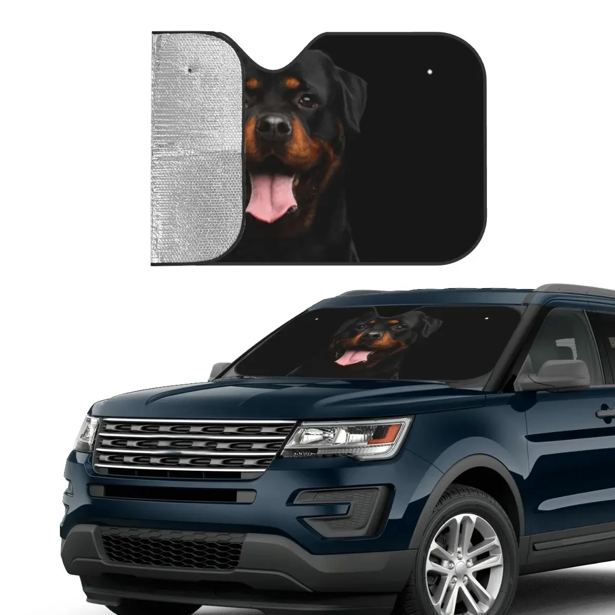 Rottweiler Dog Polyester Windshield Sunshade 70x130cm Gift for Animal Dogs Lover Foils Car Sunshade Car-covers