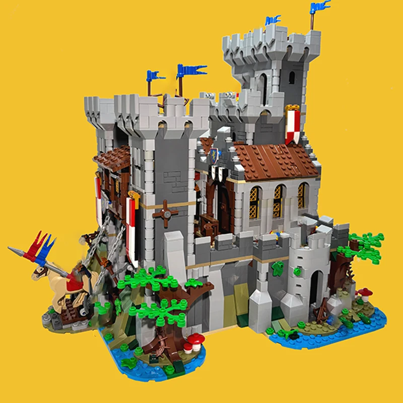 Medieval Castle Model MOC Building Bricks Black Eagle Lion Castle Modular Technology Gifts Holiday Assemble Children Toys Suit