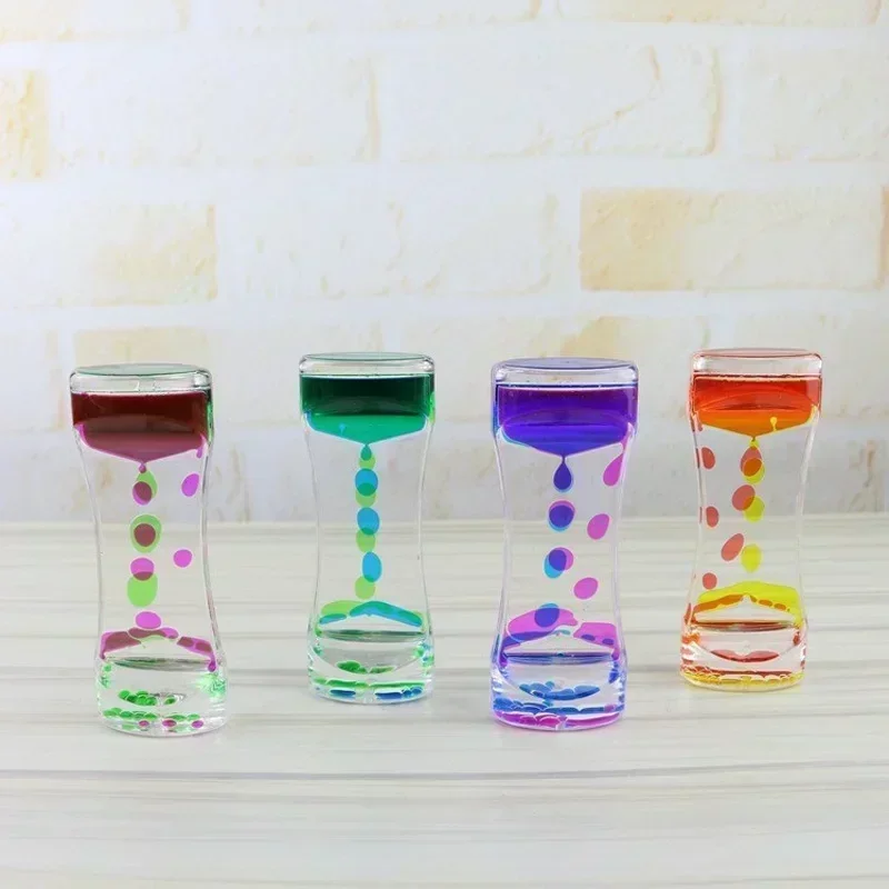 Mixed Color Desktop Hourglasses Timer Movement Sensory Toy for Kids Adults Stress Relief Office Home Decor Liquid Motion Bubbler