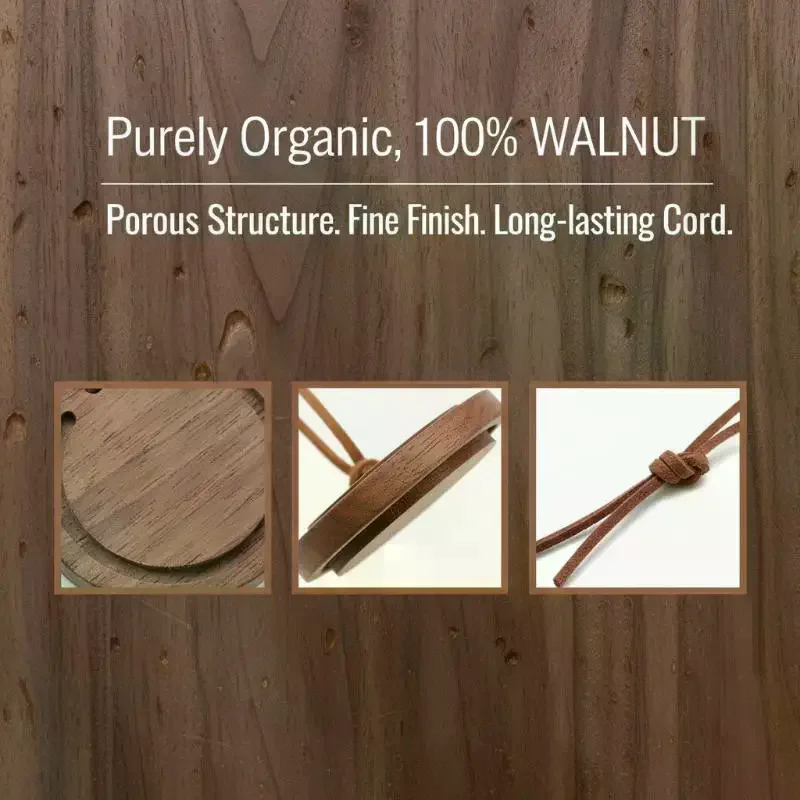 1PC Round Premium Wood Diffuser - Handmade From White Wax Wood And Black Walnut - Elegant Car Suspension Aroma Accessories