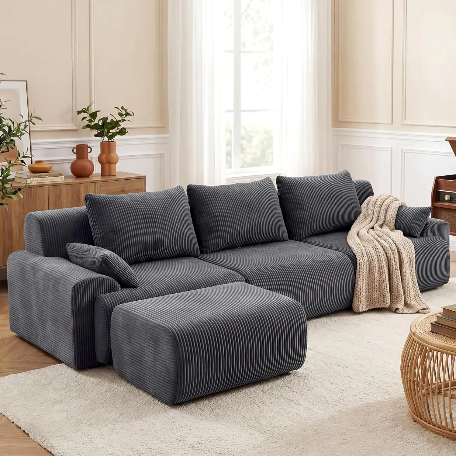 

118'' Sectional Boneless Oversize Modular Couches, Curved Cloud Sectional Couches for Living Room,Rounded Corner, Customized