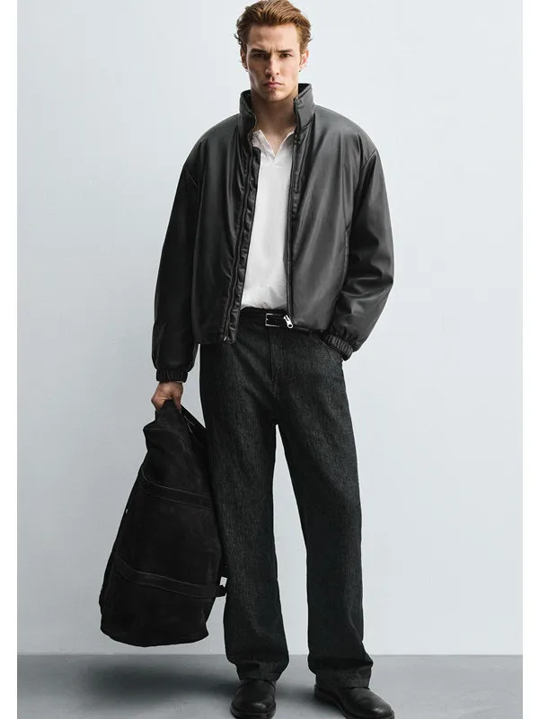 

Мужская повседневная куртка свободного кроя из хлопка с воротником из искусственной кожи, теплая, с длинными рукавами, на молнии, осенне-зимняя, новая модель, цветная