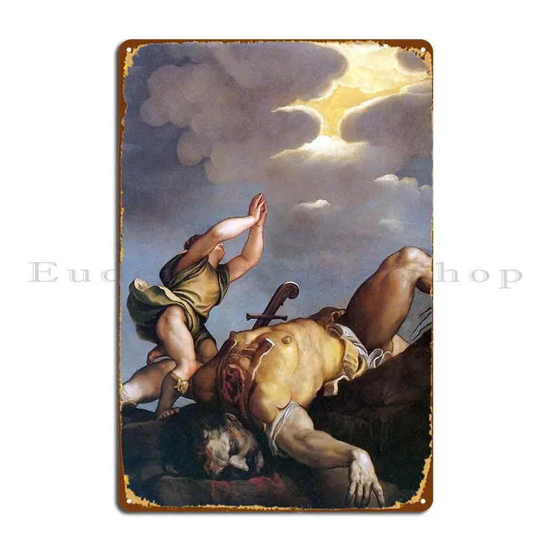 David And Goliath Titian C1542 Metal Sign Printing Cinema Painting Designing Wall Mural Tin Sign Poster