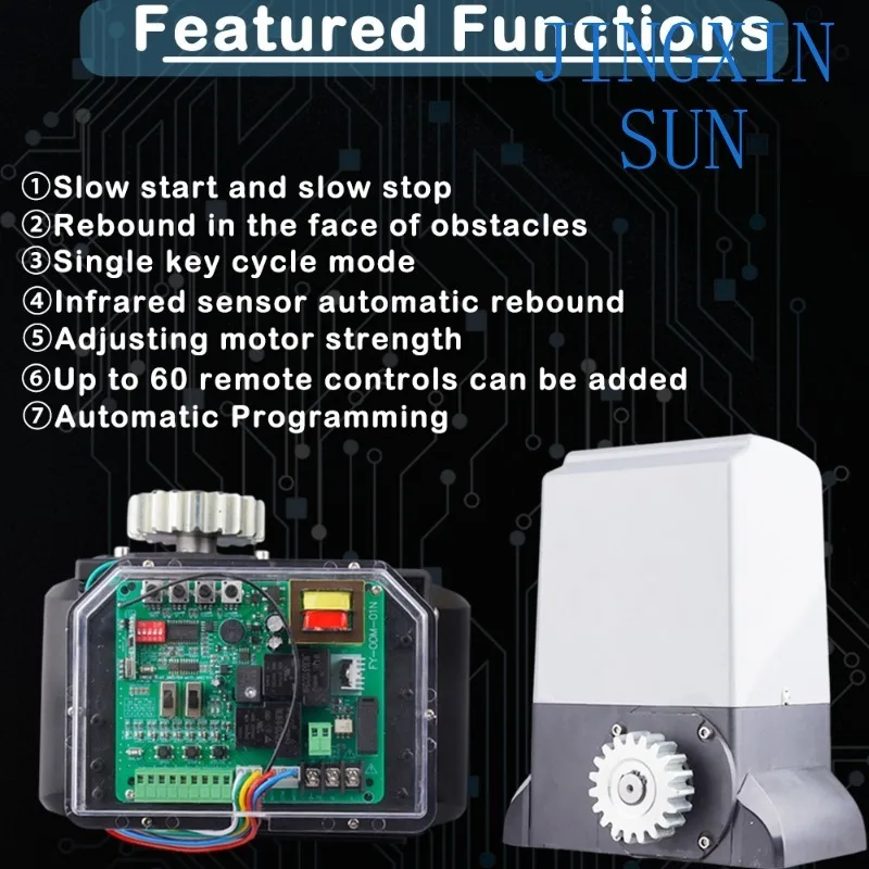 370w 800kg Gate Sliding Door Motor Kit Fitted with 4m Rack and Pinion Infrared Sensor Warning Light Automatic Door Kit