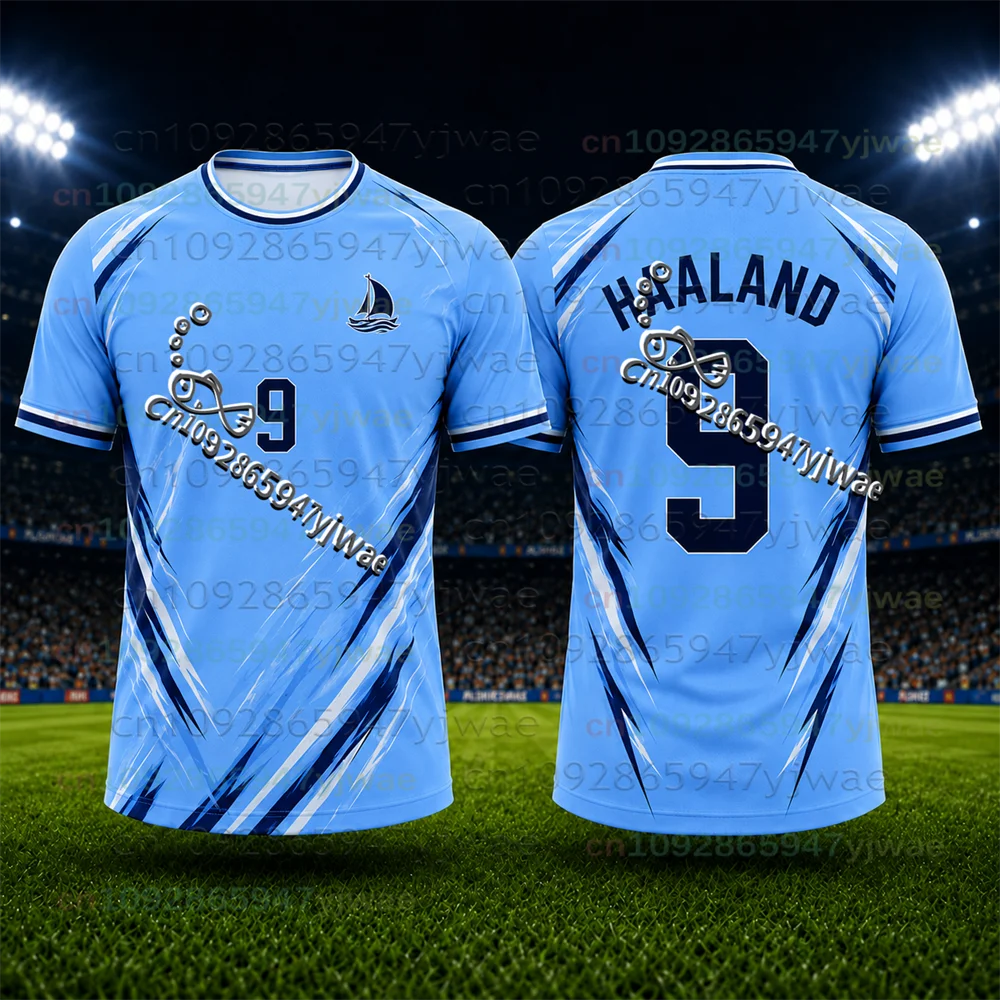 2026/27 New Haaland Blue Shirt Football Sportswear No. 9 3D Printed Men's Women's Kid Breathable And Quick-Drying Sports T-shirt