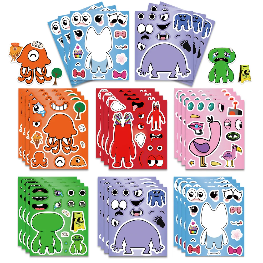 

8/16/24PCS Garden Kindergarten Games Puzzle Stickers Notebook Luggage Funny DIY Waterproof Stickers