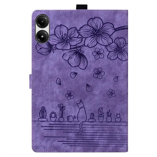 Imagen 2 del producto Para Funda Redmi Pad Pro 12,1 12 1 5G Funda Linda flor de gato carcasa magnética en relieve TPU trasera para Xiaomi Poco Pad Funda para tableta