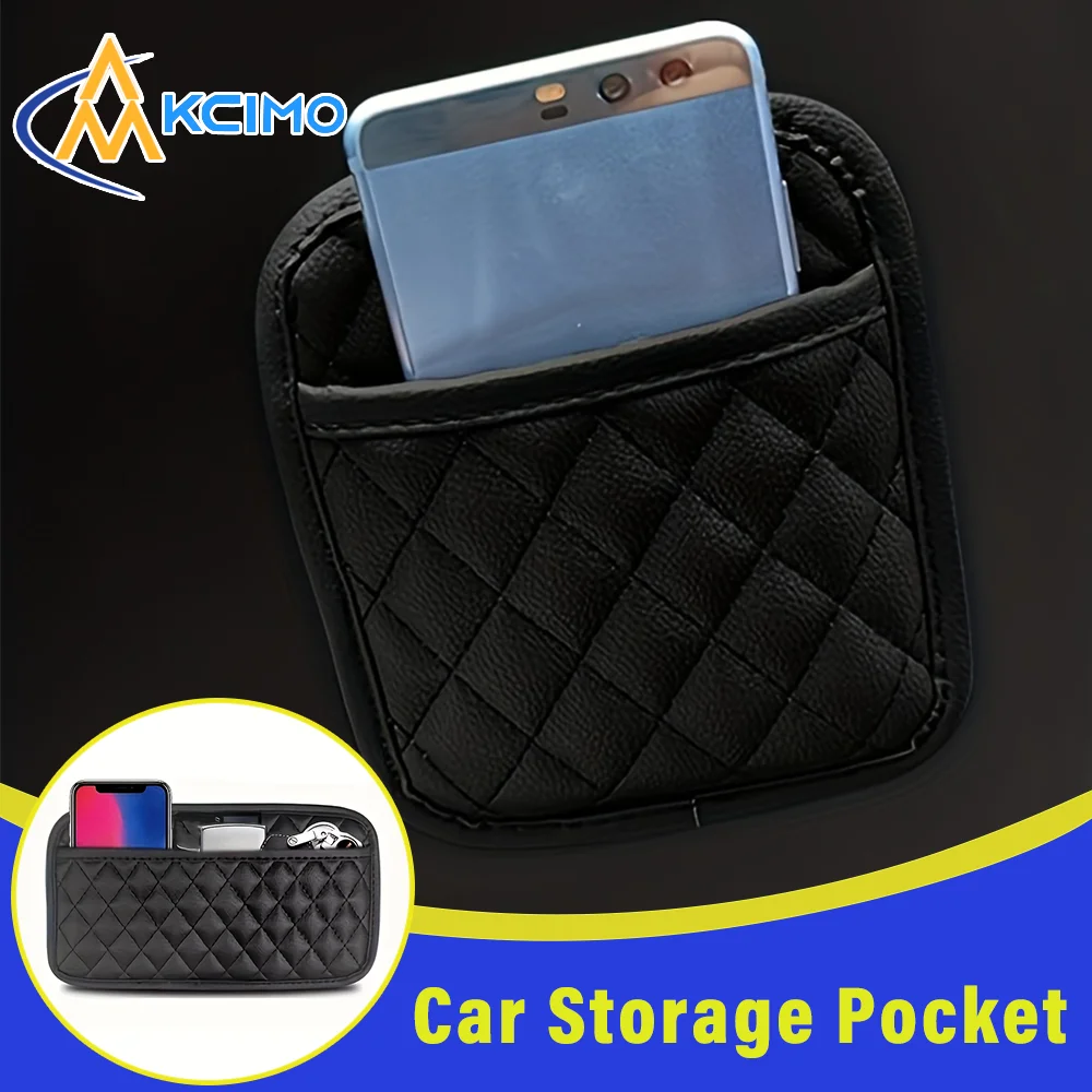 KCIMO Car Organizer Pocket Universal Fit Seat Back Door Center Console PU Leather Storage Pouch for Car Small Stuff Accessories