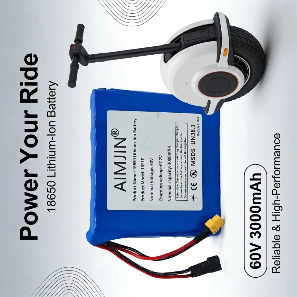 

16S1P 60V 3000mAh Lithium Battery Pack for Electric Balance Car Torsion Car Universal 67.2V 3.0Ah High Capacity Universal Batter