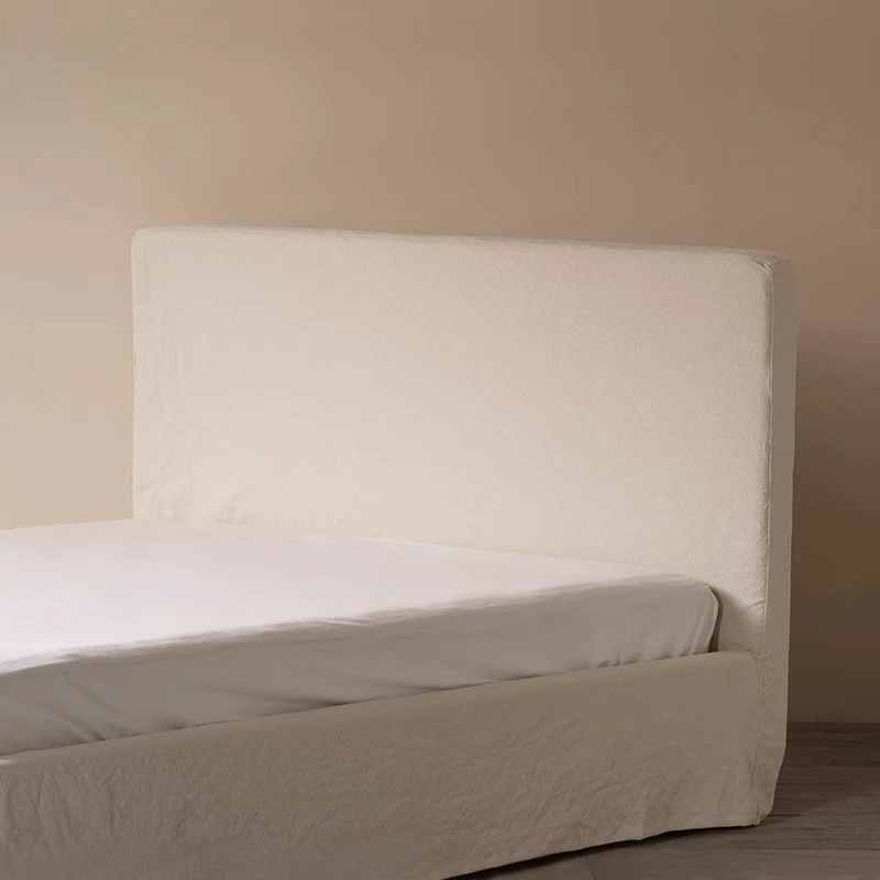 

Wind B & B washed cotton and linen fabric bed, Nordic retro double removable and washable linen soft bag bed