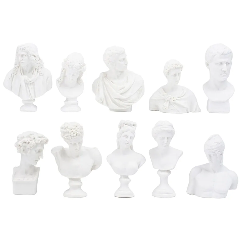Resin Greek Head Bust Sculptures Drawing Sketch Plaster Statues Model Crafts