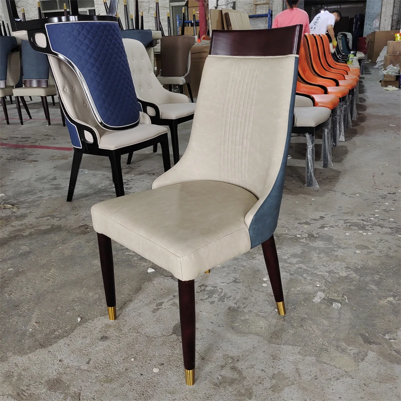 Solid Wood Chair Soft Bag Backrest Dining Home Hotel Box Restaurant Chair Leather PU Book Chair