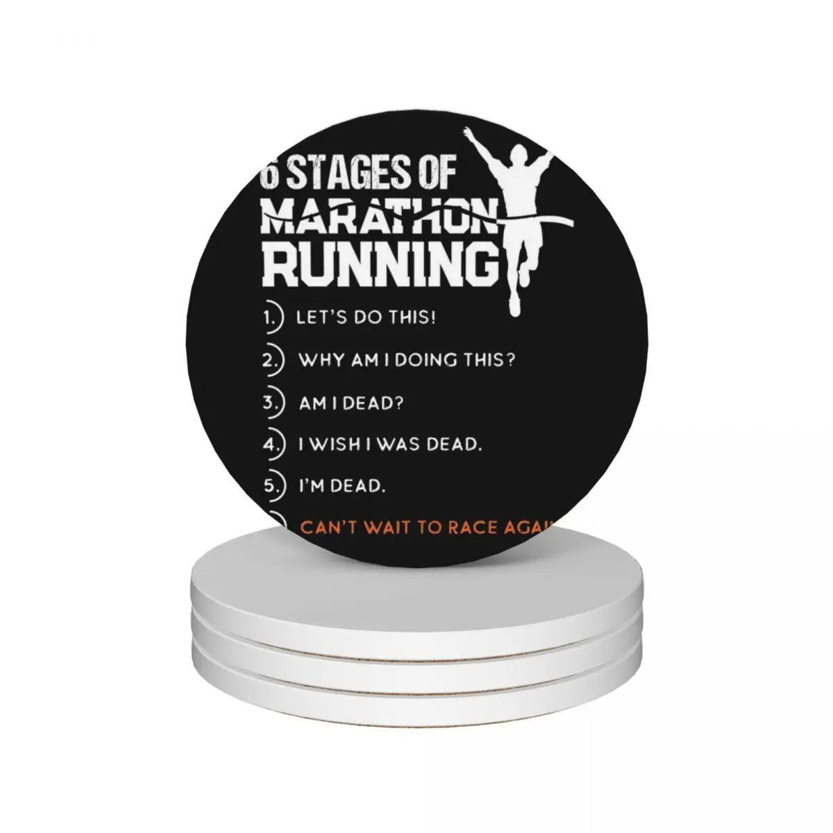 

6 Stages Of Marathon Running Funny Runner Sport Lover Gift Ceramic Coasters (Set of 4) cute cup white pot coffee Coasters