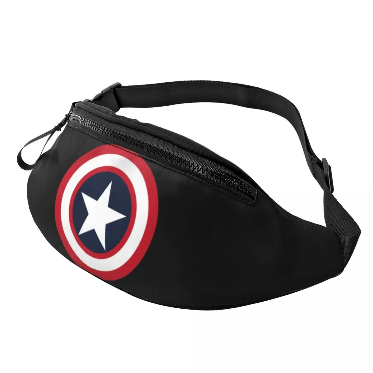 

Custom Superhero Fanny Bag Captain America Shield Crossbody Waist Pack Women Men Traveling Phone Money Pouch