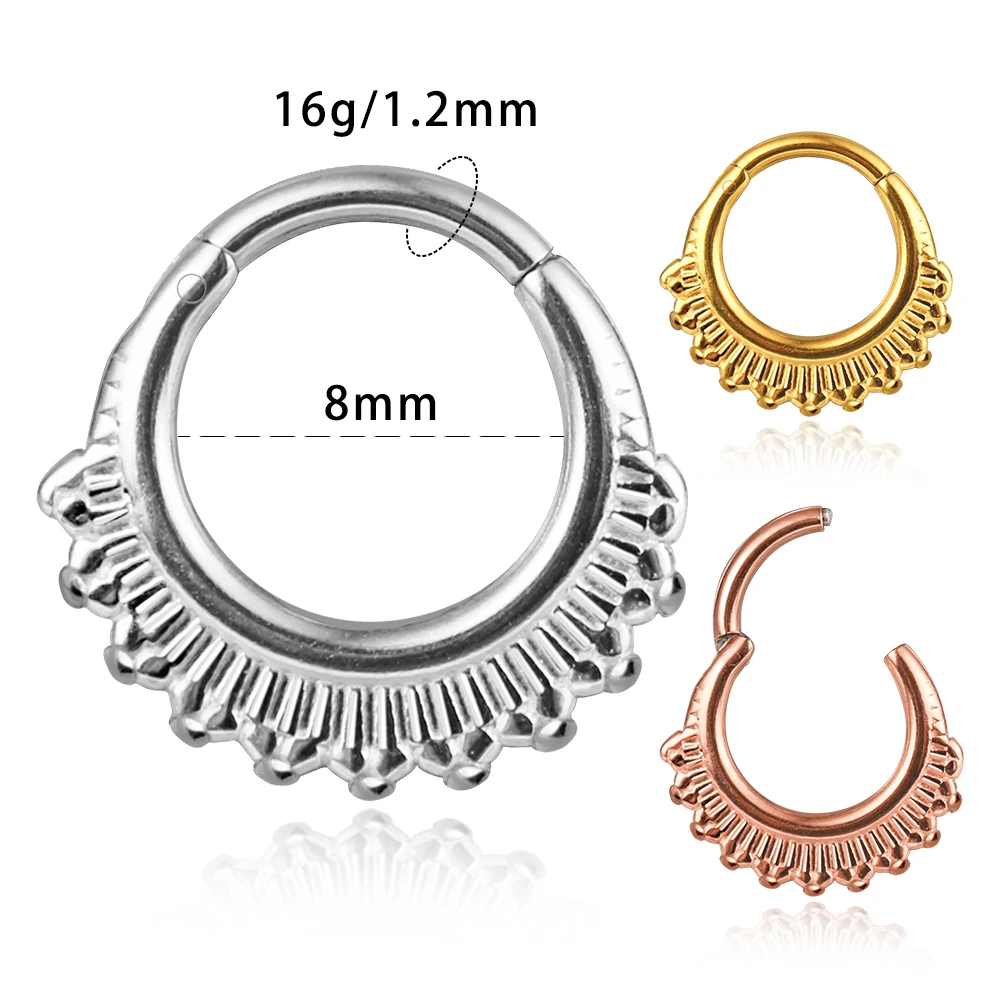 Casvort 1PCS 316L Surgical Stainless Steel Nose Ring Tragus Septum Ring Clip Helix Hoop Earrings Piercing Women Body Jewelry New