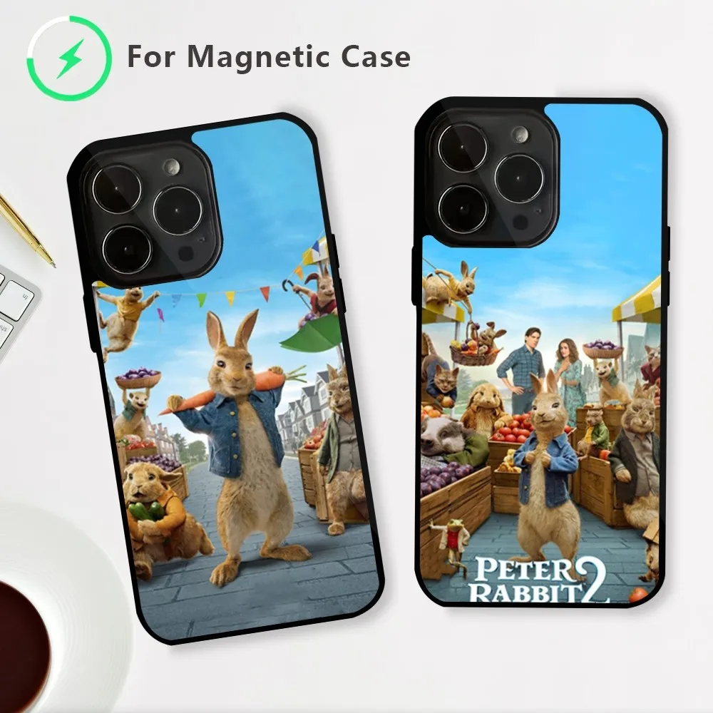 Film P-Peter R-Rabbit Phone Case For iPhone 15 14 13 12 Mini Pro Max Plus Magnetic Attraction Shell