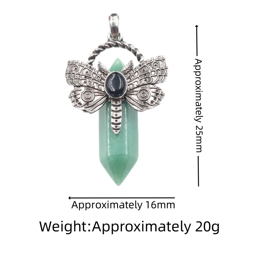 China Factory Wholesale Excellent Quality Hexagonal Pillar Dragonfly Pendant Natural Gemstone Charms Spiritual Jewelry Pendant
